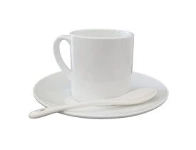 XÍCARA CERAMICA PARA SUBLIMAÇÃO 180 ML C/ PIRES E COLHER 